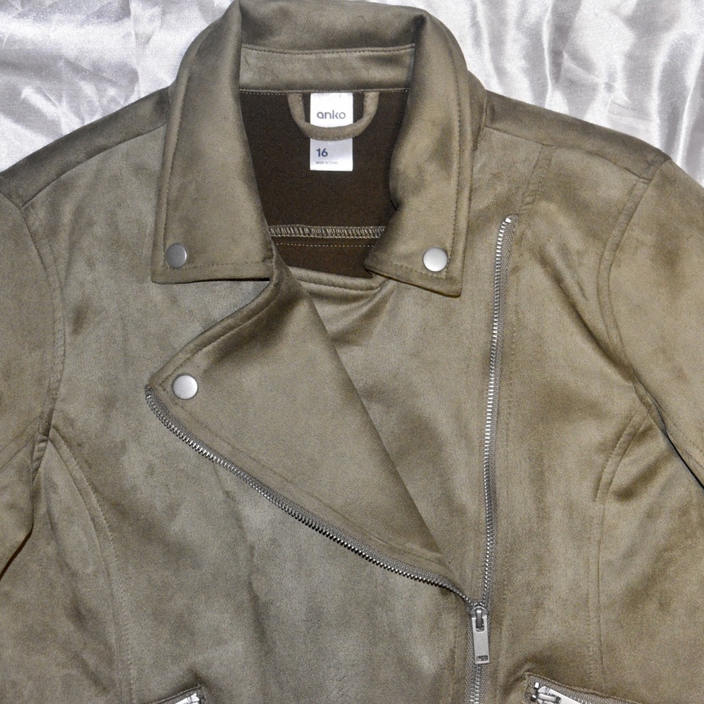 SUEDETTE BIKER JACKET | khaki - Picture 2 of 4